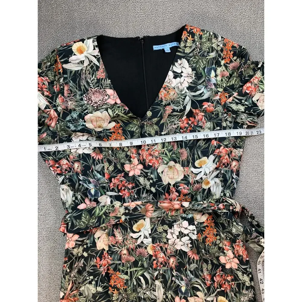 Antonio Melani Jumpsuit Floral Lilli Print Belted Black Terra Size 14
